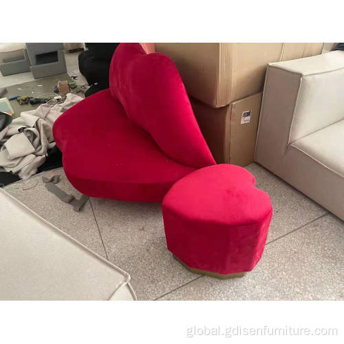 Modern Two Seater Home Furniture Living Room Couch Loveseat Sofa Hot Red Lip Sexy Flaming Kiss Shaped Sofa High quality fabric upholstery famous living room sofas furniture Special Design Red Lip Shaped Bocca Sofa Living Room Furniture Supplier